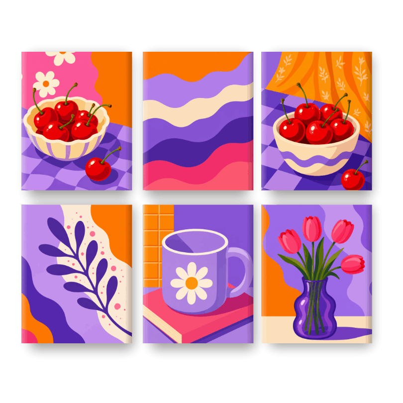 6 Mini Paintings | Zoete Kers Set