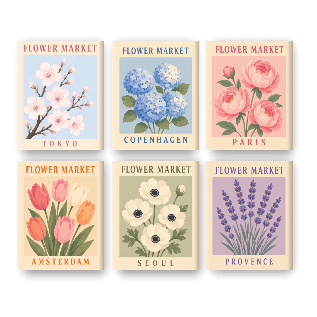 6 Mini Paintings | Mooie Bloemenmarkt Set