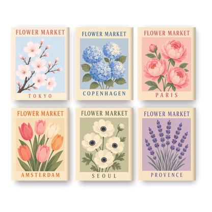 6 Mini Paintings | Mooie Bloemenmarkt Set