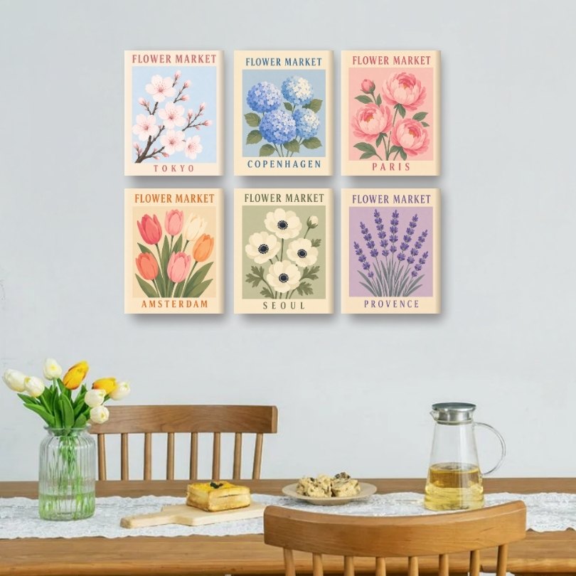6 Mini Paintings | Mooie Bloemenmarkt Set