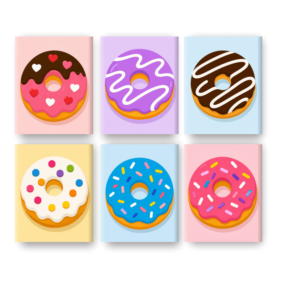 6 Mini Paintings | Donut Feest Set
