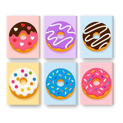 6 Mini Paintings | Donut Feest Set
