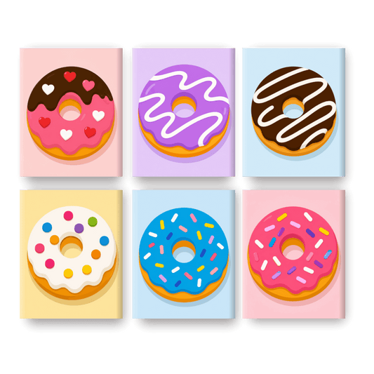 6 Mini Paintings | Donut Feest Set