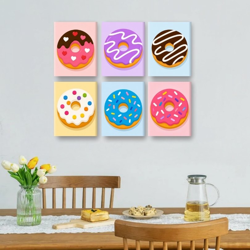 6 Mini Paintings | Donut Feest Set