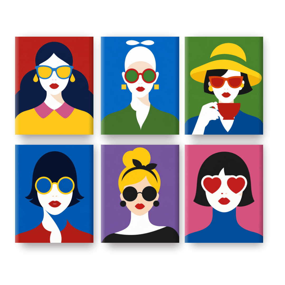 6 Mini Paintings | Fashion Dames Set - Schilder Op Nummers