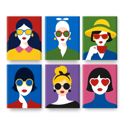 6 Mini Paintings | Fashion Dames Set - Schilder Op Nummers