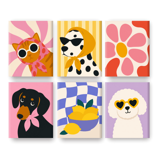 6 Mini Paintings | Groovy Huisdieren Set