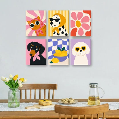 6 Mini Paintings | Groovy Huisdieren Set