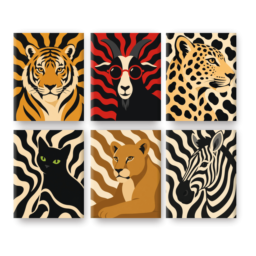 6 Mini Paintings | Dierentuin Patronen Set