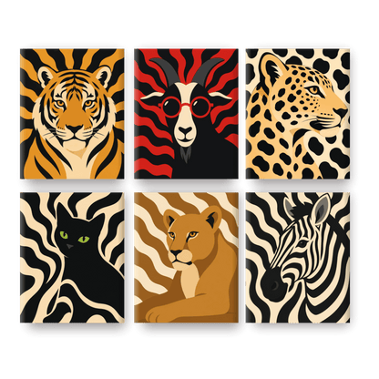 6 Mini Paintings | Dierentuin Patronen Set