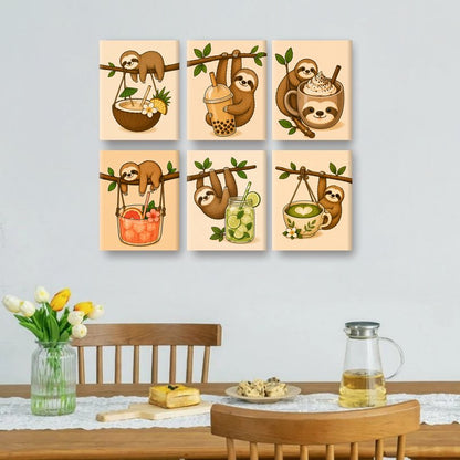 6 Mini Paintings | Luiaards & Drankjes Set