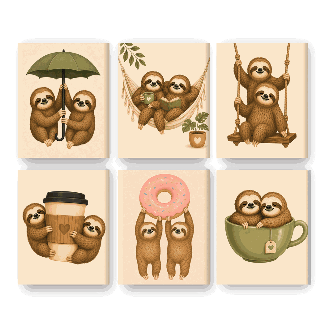 6 Mini Paintings | Luiaard Vrienden Set