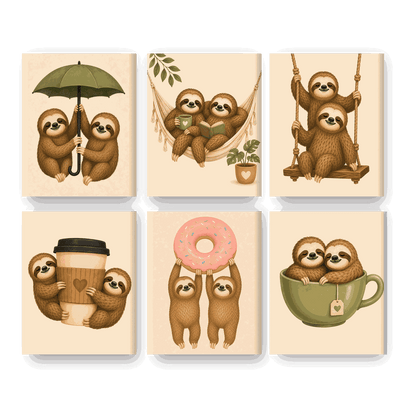 6 Mini Paintings | Luiaard Vrienden Set