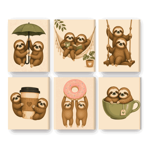 6 Mini Paintings | Luiaard Vrienden Set