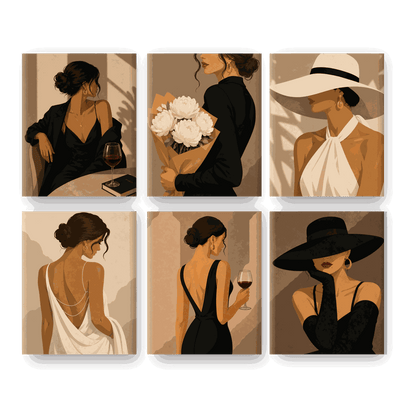 6 Mini Paintings | Parijs Nachten Set