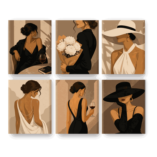 6 Mini Paintings | Parijs Nachten Set