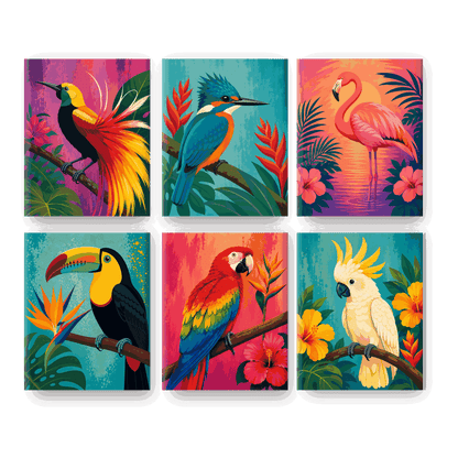 6 Mini Paintings | Paradijsvogel Set - Schilder Op Nummers