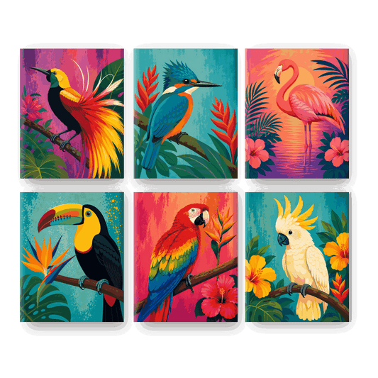 6 Mini Paintings | Paradijsvogel Set - Schilder Op Nummers