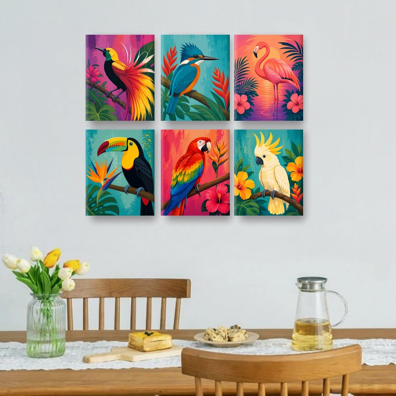 6 Mini Paintings | Paradijsvogel Set