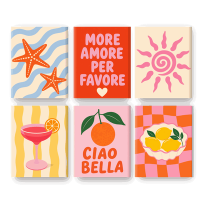 6 Mini Paintings | Zeester Golven Set - Schilder Op Nummers
