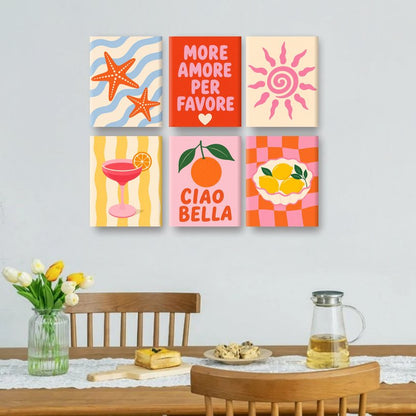 6 Mini Paintings | Zeester Golven Set