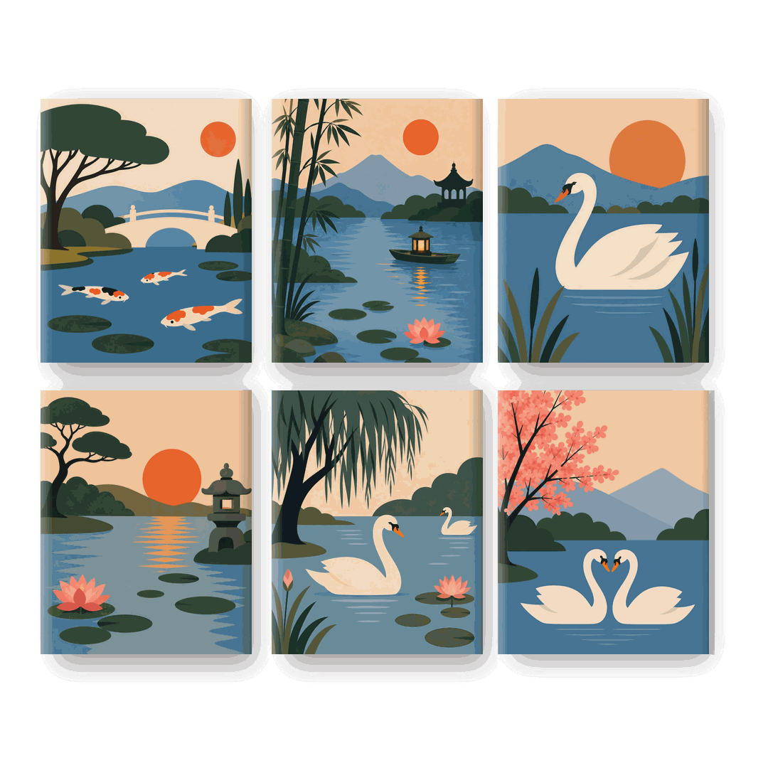 6 Mini Paintings | Koi Tuin Set