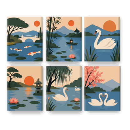 6 Mini Paintings | Koi Tuin Set