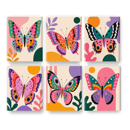 6 Mini Paintings | Regenboog Vlinder Set - Schilder Op Nummers