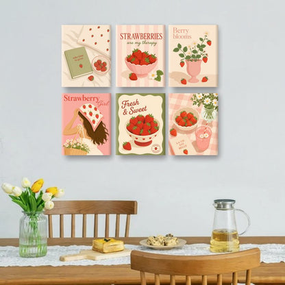 6 Mini Paintings | Aardbeien Tuin Set