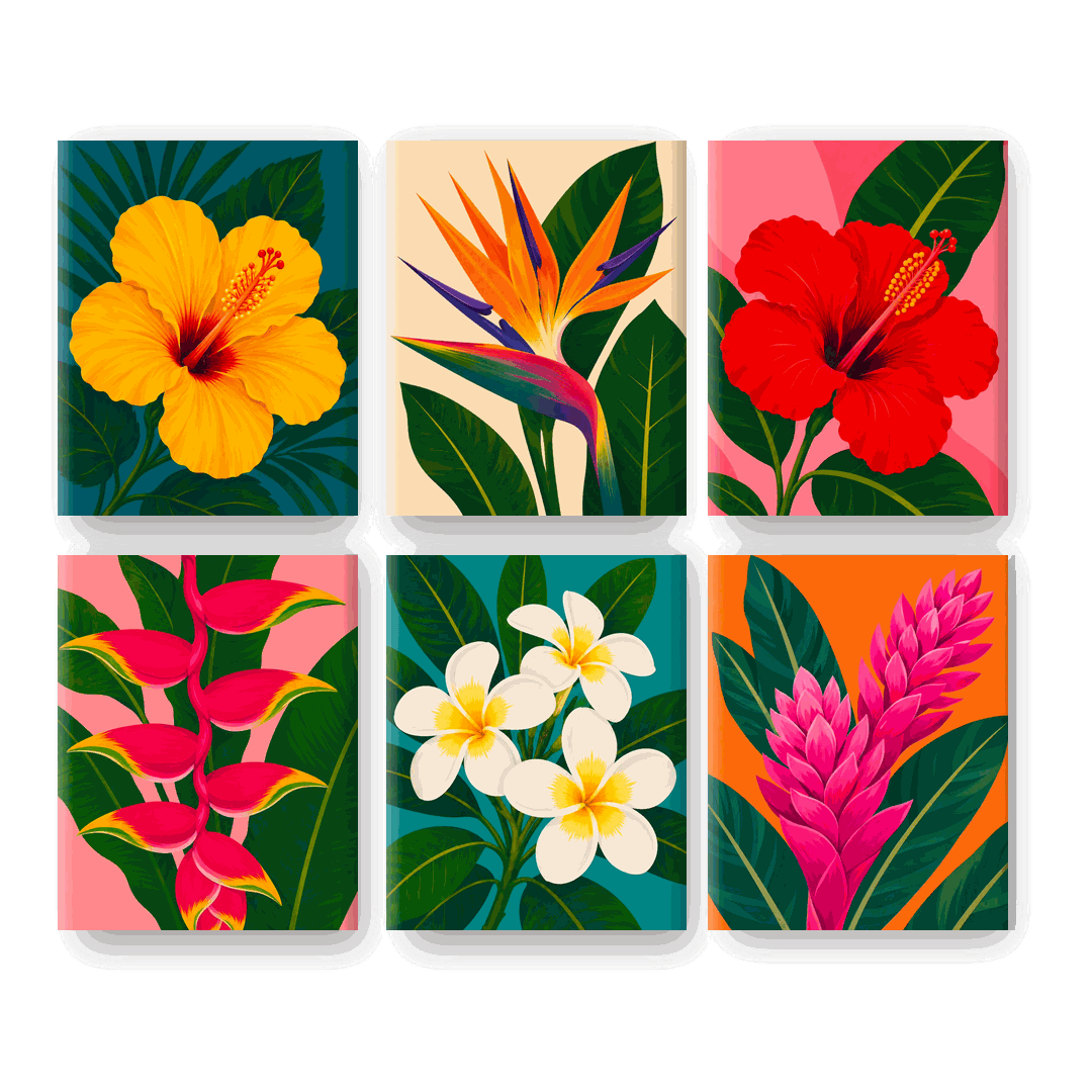 6 Mini Paintings | Hibiscus Set