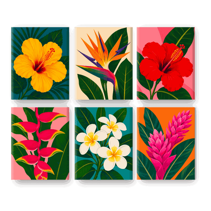 6 Mini Paintings | Hibiscus Set