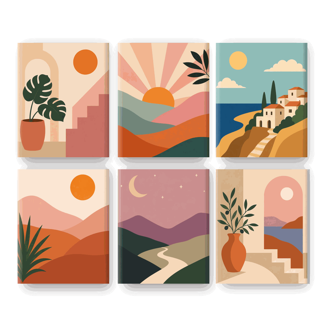 6 Mini Paintings | Monstera Thuis Set