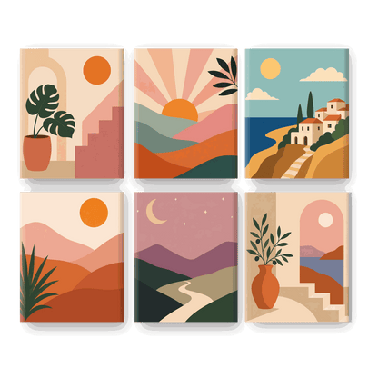 6 Mini Paintings | Monstera Thuis Set