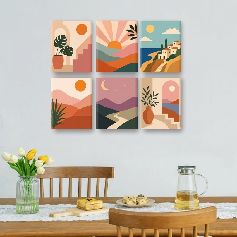 6 Mini Paintings | Monstera Thuis Set