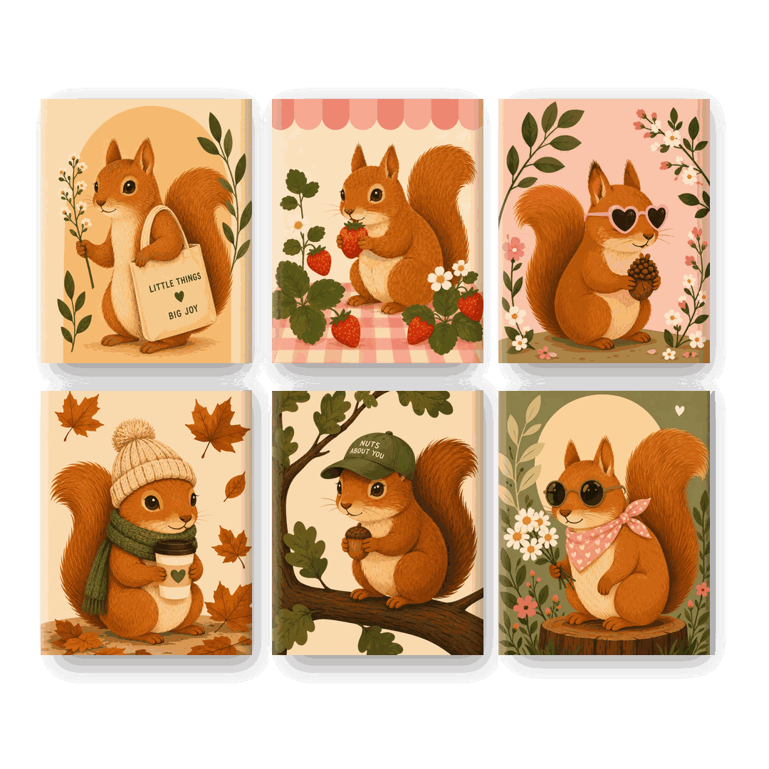 6 Mini Paintings | Klein Eekhoorntje Set
