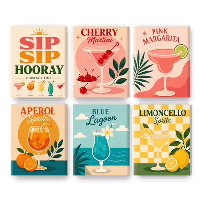 6 Mini Paintings | Sip Sip Hooray Set