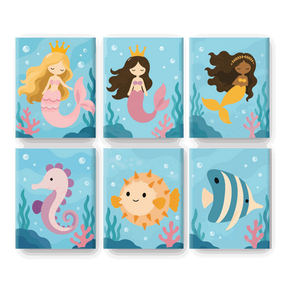 6 Mini Paintings | Onderwaterwereld Vrienden Set