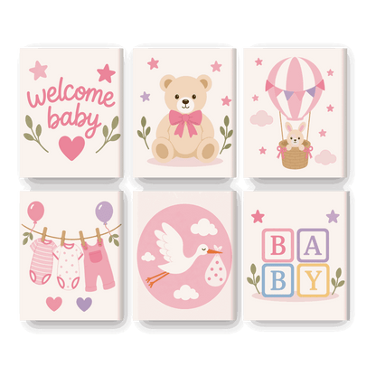6 Mini Paintings | Welkom Baby Meisje Set