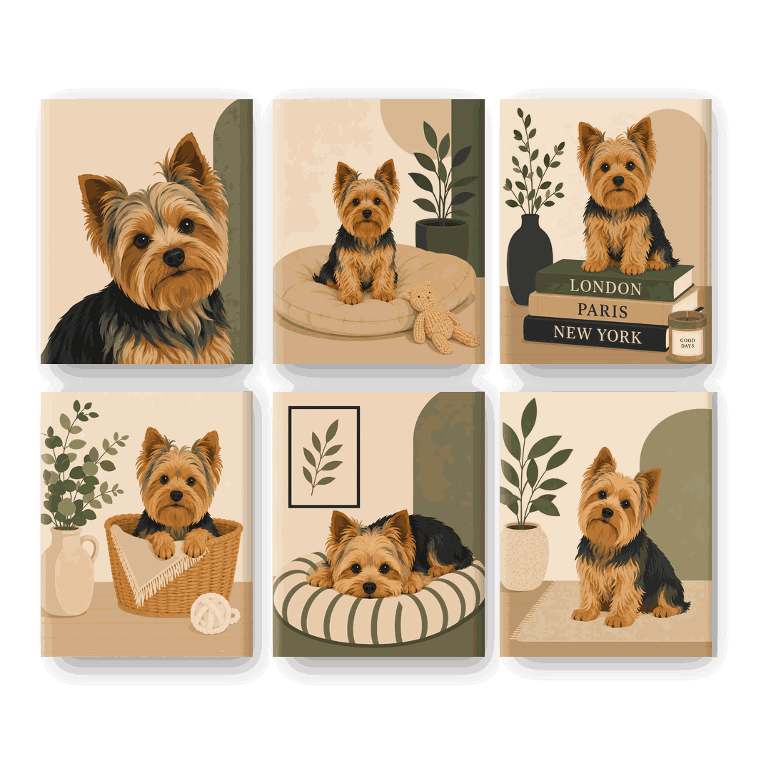 6 Mini Paintings | Yorkie Set - Schilder op nummers