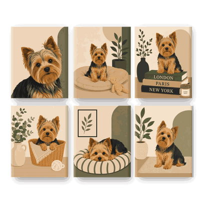 6 Mini Paintings | Yorkie Set - Schilder op nummers