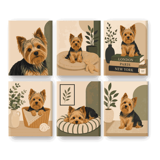 6 Mini Paintings | Yorkie Set - Schilder op nummers