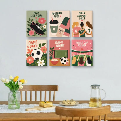 6 Mini Paintings | Voetbal Meisje Set
