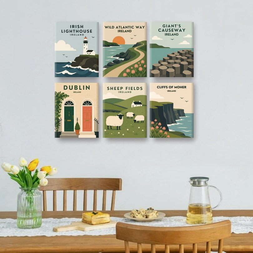 6 Mini Paintings | Ierse Vuurtoren Set