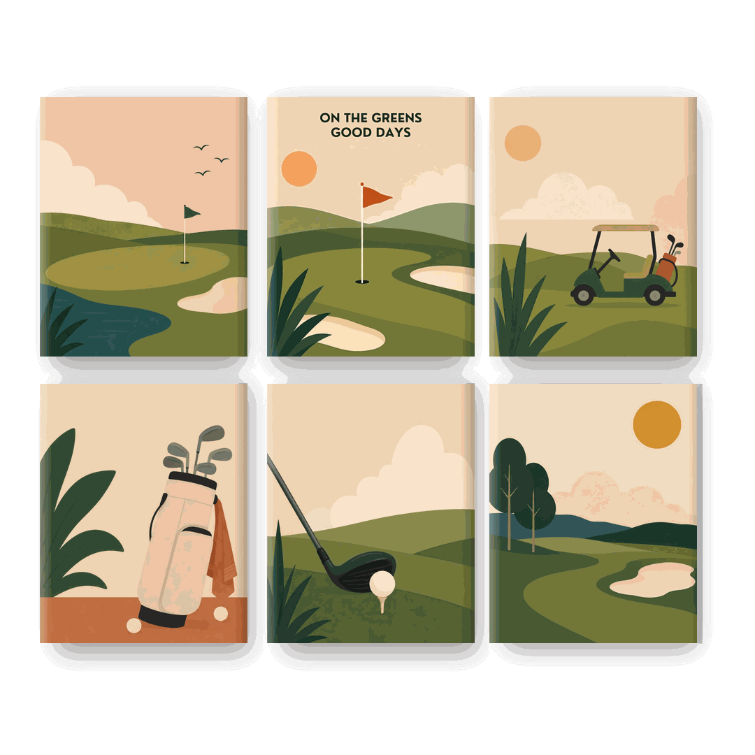 6 Mini Paintings | Golfbaan Set
