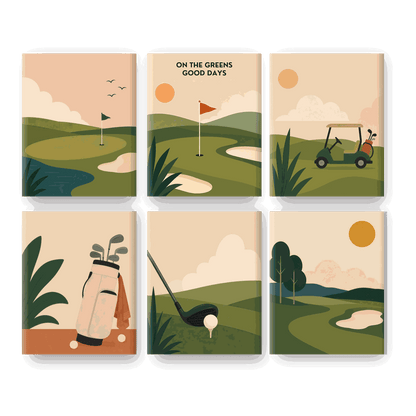 6 Mini Paintings | Golfbaan Set