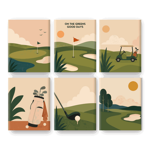 6 Mini Paintings | Golfbaan Set