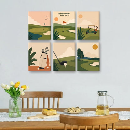 6 Mini Paintings | Golfbaan Set