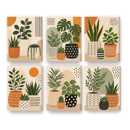 6 Mini Paintings | Plant Trio Set