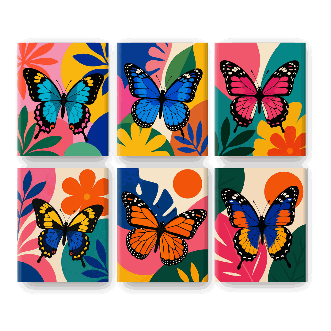 6 Mini Paintings | Tropische Vlinder Set