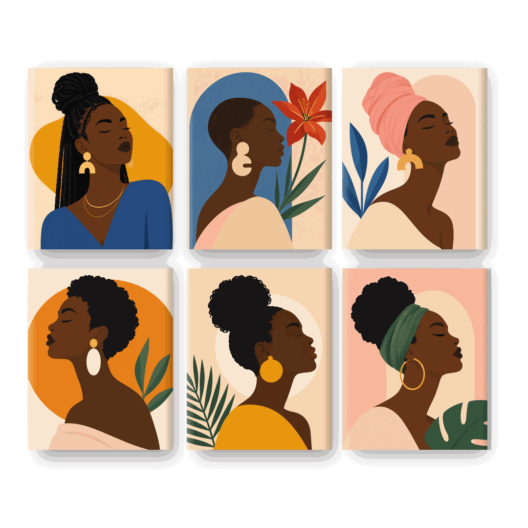 6 Mini Paintings | Golden Locs Set - Schilder Op Nummers